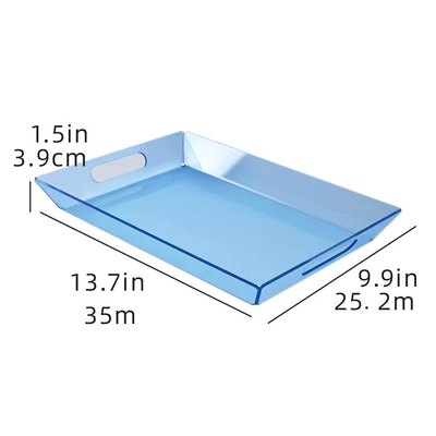 bandeja de frutas de color azul acrílico para servir bandeja de frutas de estilo moderno rectangular pulido