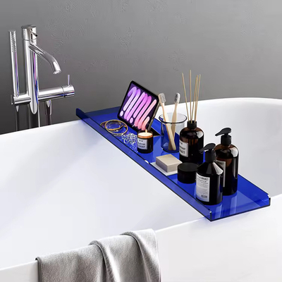Color personalizado Acrílico bandeja de baño Estante de cristal Lucite bañera Caddy OEM logotipo