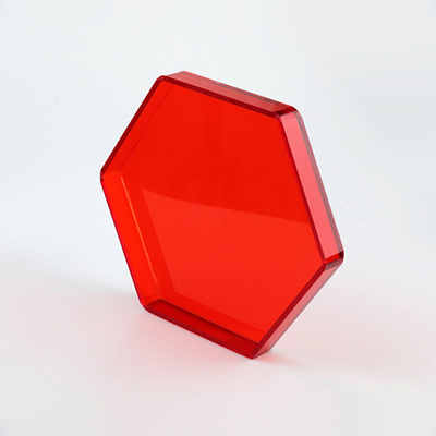 Hexágono de forma de bandeja de acrílico rojo organizador de PMMA plexiglás Lucita bandeja de servicio