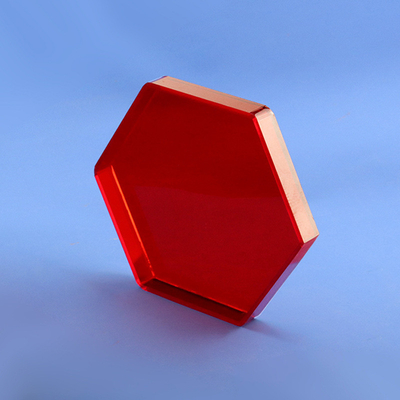 Hexágono de forma de bandeja de acrílico rojo organizador de PMMA plexiglás Lucita bandeja de servicio