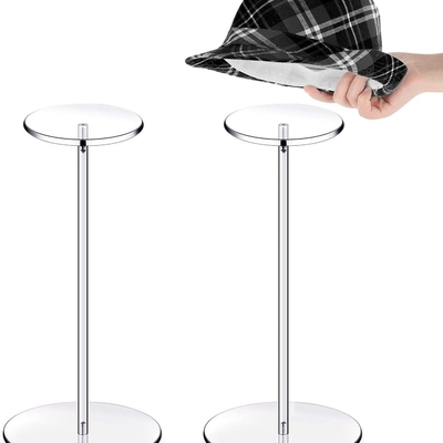 Soportador de sombrero transparente acrílico con tapa de plexiglás, soporte de visualización para tapa de sol montado