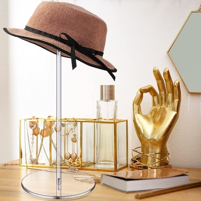 Soportador de sombrero transparente acrílico con tapa de plexiglás, soporte de visualización para tapa de sol montado