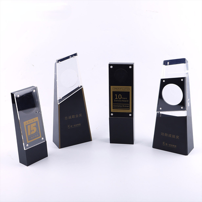 Venta al por mayor Acrílico Bloque Plexiglás Trofeo Stand Coleccion de monedas para el reconocimiento de negocios