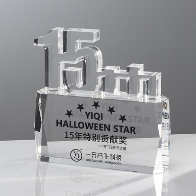 8 pulgadas de altura Acrílico Award Plexiglás Trofeo de la 10a Aniversario del evento