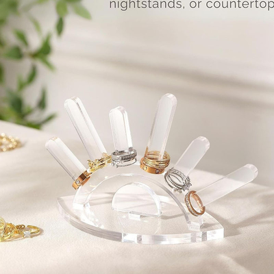 Display acrílico de color personalizado organizador de contenedores de anillos de lucita para la colección de joyas
