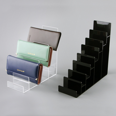 Display de cartera acrílica de múltiples niveles Plexiglás Display de venta al por menor