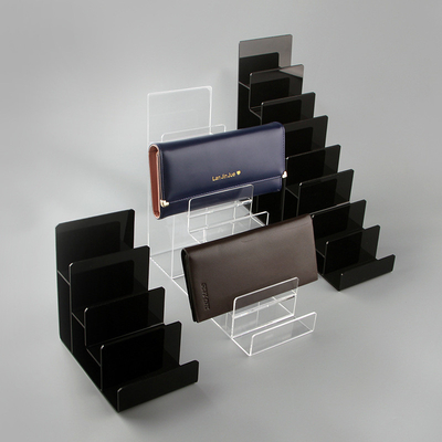 Display de cartera acrílica de múltiples niveles Plexiglás Display de venta al por menor