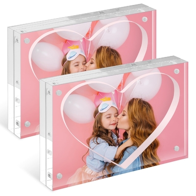 5 x 7 Cuadro de imagen de forma de corazón acrílico magnético transparente