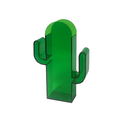 Vaso de flores acrílico de forma de cactus verde con estilo Lucita soportes acrílicos para flores