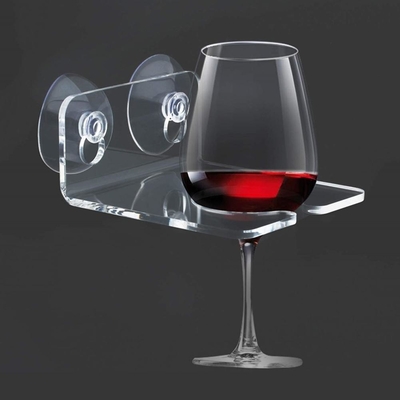 Montado en la pared en forma de L Contenedor de vino acrílico transparente Estante de vino de lucita Tamaño personalizado
