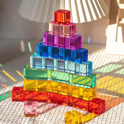Colores del arco iris Bloques de construcción acrílicos para el reconocimiento de formas Juguete de educación temprana