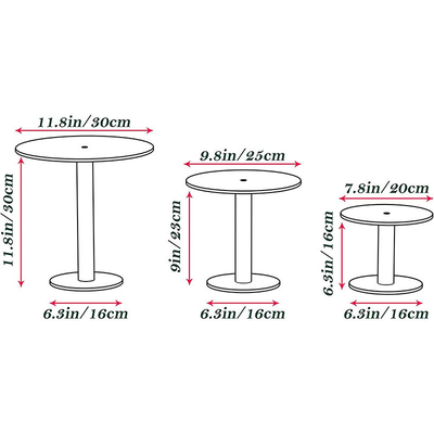 Lindo y redondo soporte para pasteles de acrílico claro soporte de plexiglás POS soporte para pasteles de postre