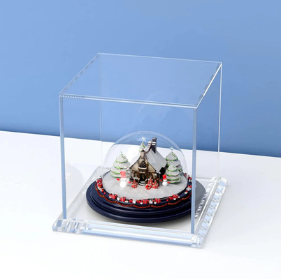 Caja de regalo de plexiglás con tapa con tapa y cubierta de polvo para juguetes de figuras