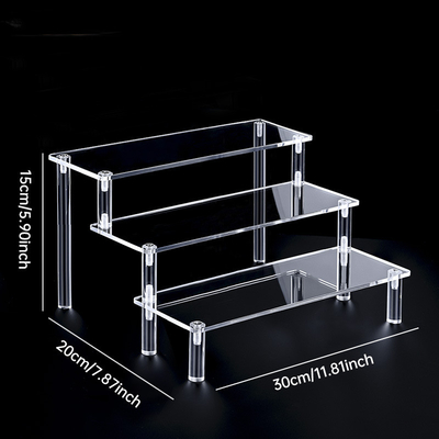 Estante de pantalla de acrílico transparente Estante de almacenamiento de plexiglás Escalera en forma de escalera para escritorio