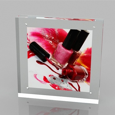 Display de doble cara Acrílico Marco fotográfico magnético cuadrado Bloque de marco de imagen para la decoración del hogar y el regalo de negocios Diseño claro