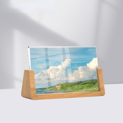 Cuadro fotográfico acrílico y de madera en forma de U, pantalla fotográfica acrílica para escritorio 6x7, 7x7 y 8x10 pulgadas