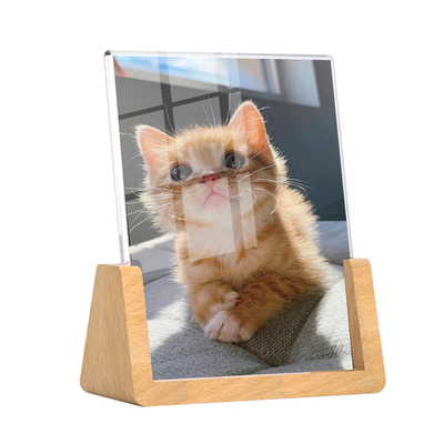 Cuadro fotográfico acrílico y de madera en forma de U, pantalla fotográfica acrílica para escritorio 6x7, 7x7 y 8x10 pulgadas